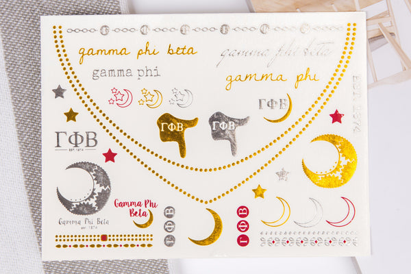 Sorority Tattoos, Glam U, Gamma Phi Beta, Gamma Phi, GPhi, Sorority Flash Tattoos, Flash Tattoos, Total Sorority Move