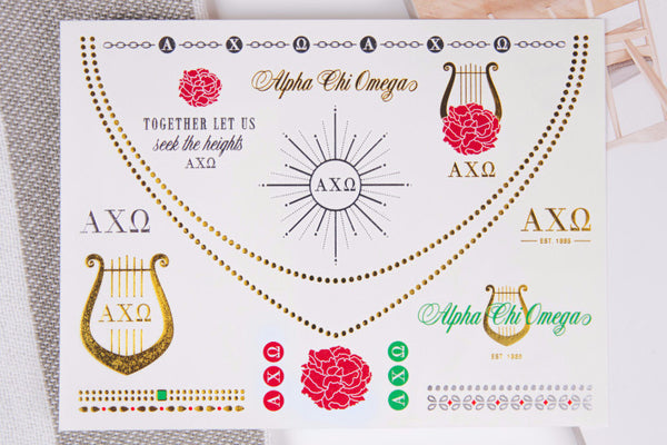 Alpha Chi Omega, Sorority Flash Tattoos, Glam U